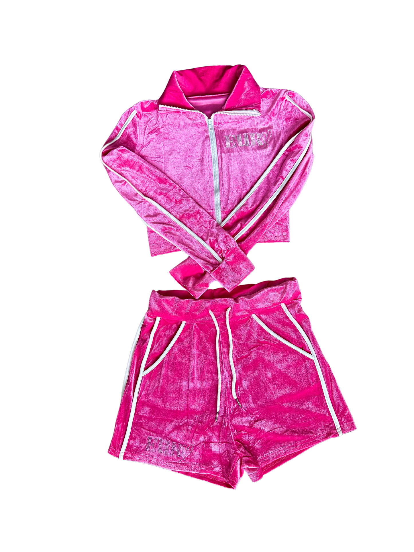 Pink Rhinestone Velour Set